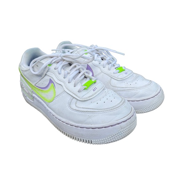 Nike Shoes - Nike Air Force 1 Shadow Women Size 9 White Purple Electric Green DD9684-100